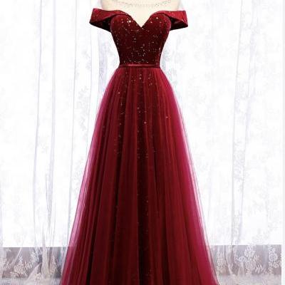 Red prom dress, elegant formal dress,,custom made