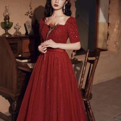 New, red evening dress, charming prom dress,custom made