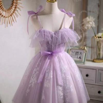 Spaghetti strap homecoming dress,purple party dress,dream birthday dress,fairy graduation dress,custom made