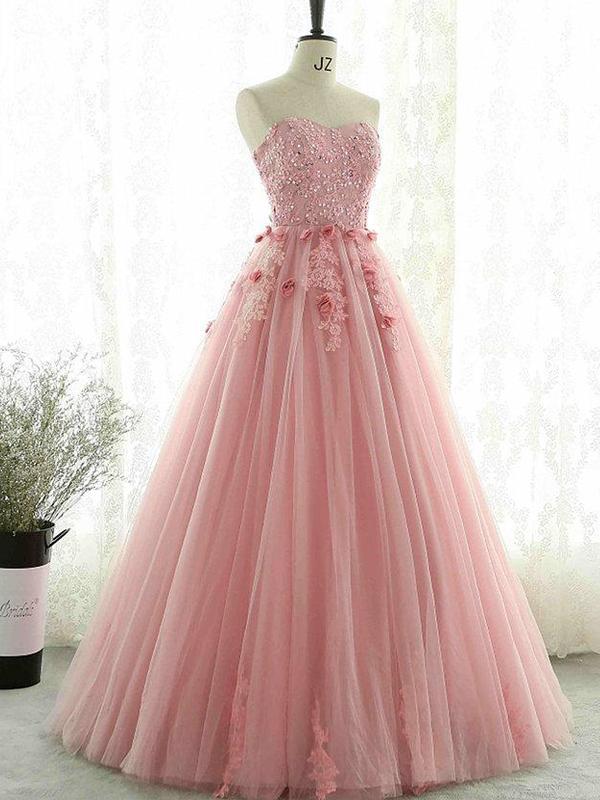 Sweetheart Party Dress, Blush Pink Lace Tull Prom Dress,modest Evening Dress