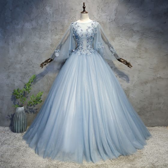 RED AND SKY BLUE WOMEN GOWN