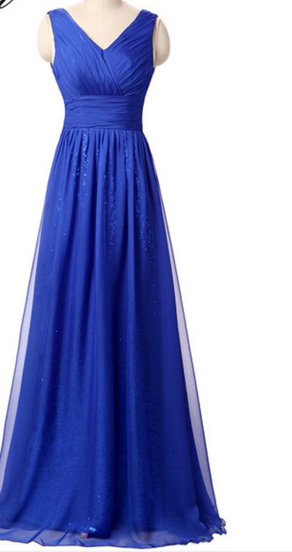 Dark Blue Prom Dress , Gown Evening Gown, V-neck Evening Gowns