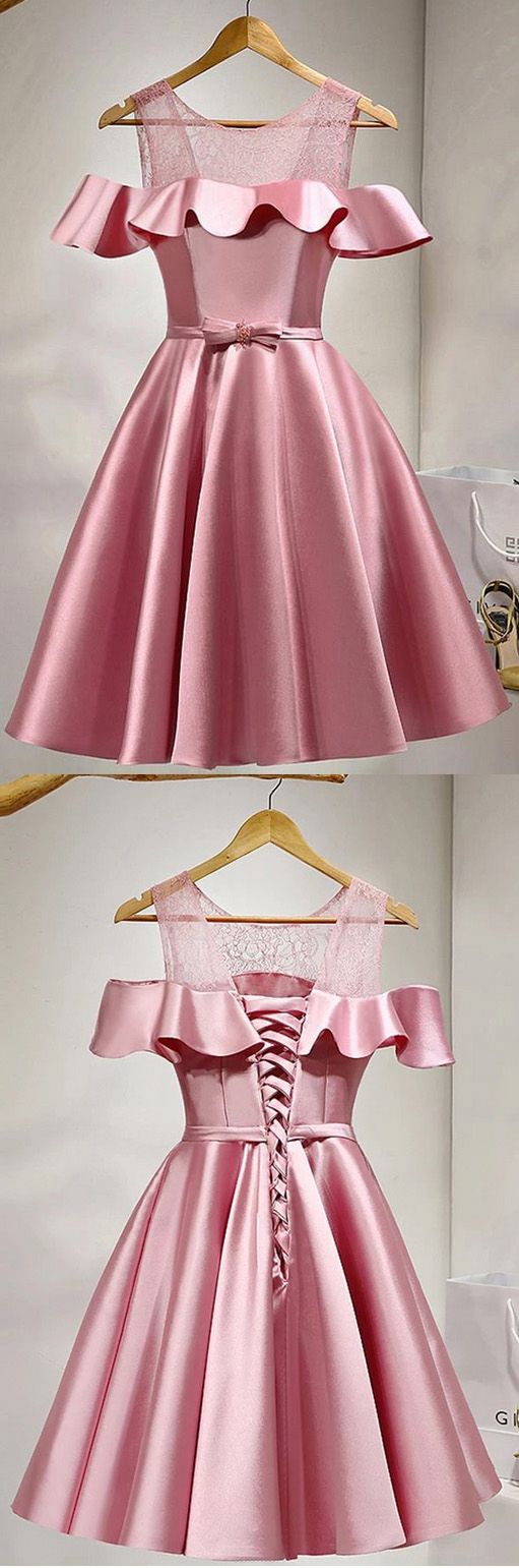 Short ,a-line/princess ,party Dresses, Pink ,sleeveless, With Bow Knot ,knee-length ,homecoming Dresses,prom Dresses