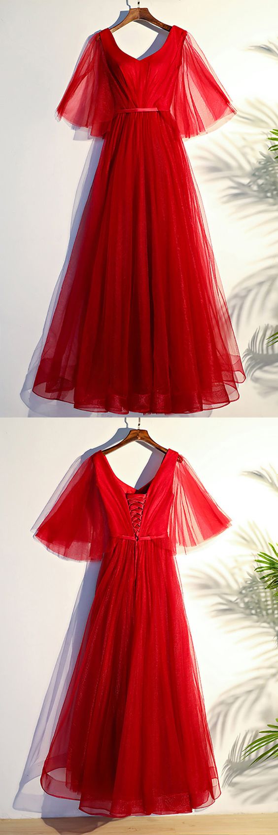 Flowy ,red Butterfly, Sleeves, Long, Formal Party Dress, Formal Women Dress,prom Dress ,party Dresses