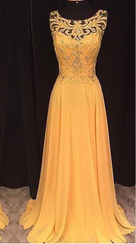 yellow long evening gowns