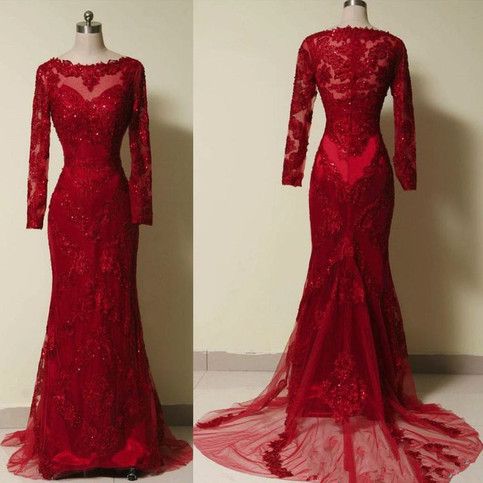 Pretty Handmade, Wine Red, Lace Applique, With Tulle Prom Gowns, Red Prom Gowns, Red Prom Dresses, Evening Dresses, Red Formal Dresses