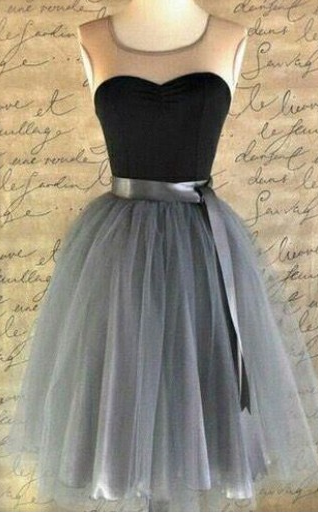 Gray Homecoming Dresses, Short Homecoming Dresses, Short Pink Prom Dresses With Sashes ,knee-length, Round Neck, Mini Dresses ,applique,evening