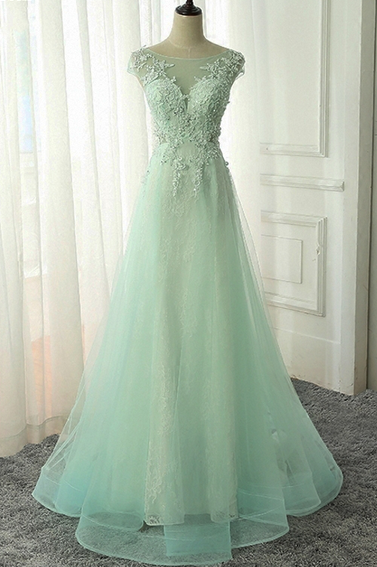 Long Lace Prom Dresses ,a Line Tulle Evening ,party Dress For Graduation, Prom Dress,formal Evening Gown,evening Gowns