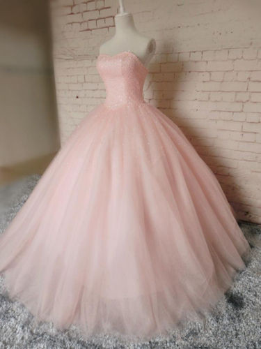 Pink Ball Gown Beading Prom Dress,long Prom Dresses,charming Prom Dresses,evening Dress, Prom Gowns, Formal Women Dress,prom Dress,party Dress