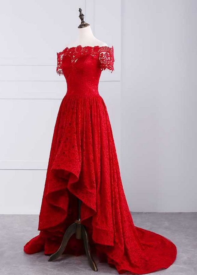 Sexy Prom Dresses,off Shoulder Prom Dresses,lace Prom Dresses,red Prom Dresses,sexy Formal Evening Dress,custom Made