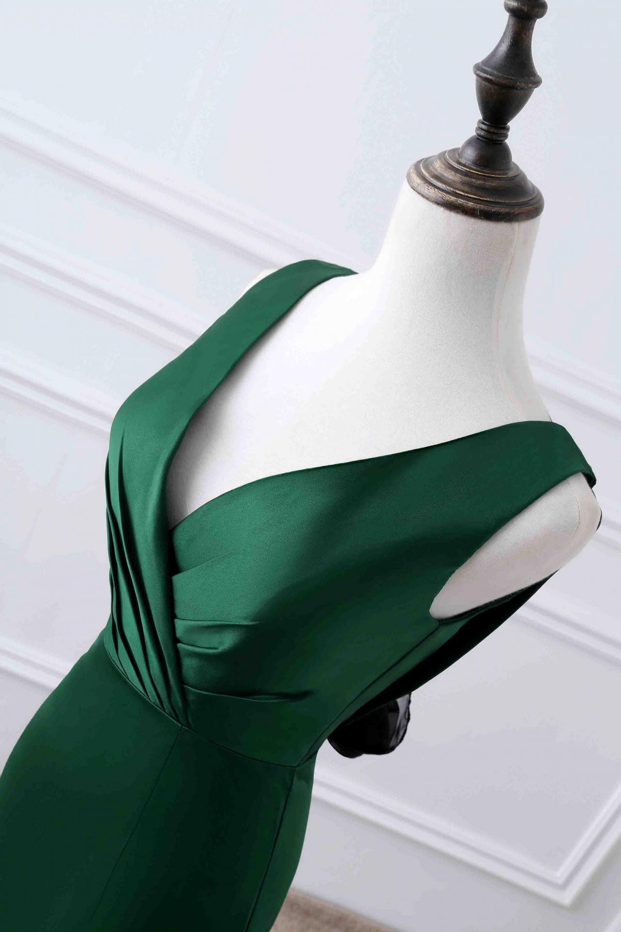 Green Matte Satin V-neck Mermaid ,unique Design Evening Dress,custom Made ,  Fashion on Luulla