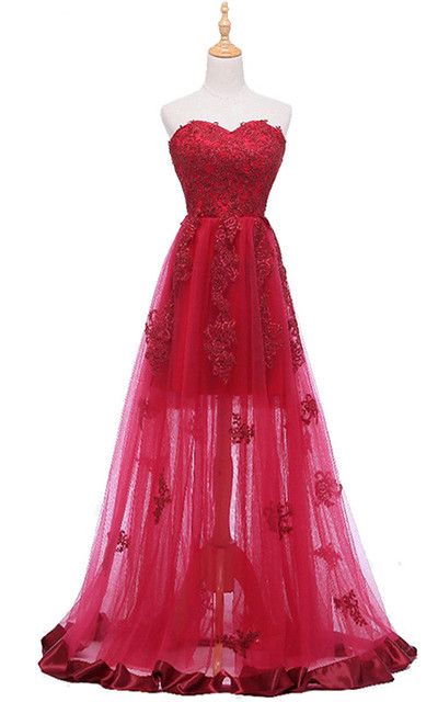 Sleeveless Wine Tulle Sweetheart Floor Length Appliques Off The Shoulder A Line Long Prom Dress