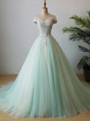 Elegant Applique Wedding Dress Off The Shoulder Beading Long Prom
