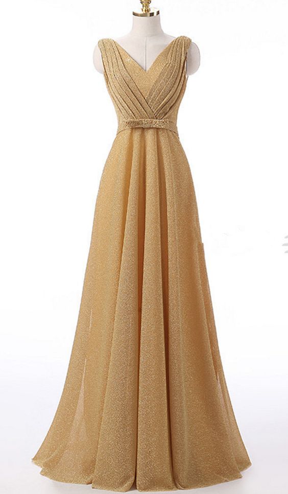Champagne Color Long Gown Party Dress Formal Party Dress