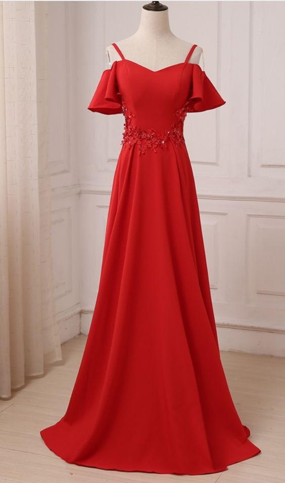 Red Evening Dress, Beautiful Skirt , Long Holiday Dress ,arrive Formal Party Dress, Outdoor Party Dress