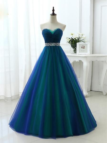 A-line Princess Party Dress, Sweetheart Neck Strapless Evening Dress, Floor Length Prom Dresses