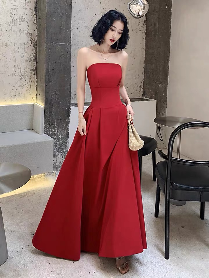 Red prom dress off shoulder party dress strapless straps evening dress sexy cocktail dress