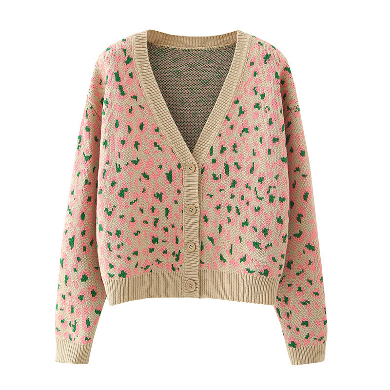 Autumn Vintage Small Floral V-neck Women's Sweater Cardigan Coat