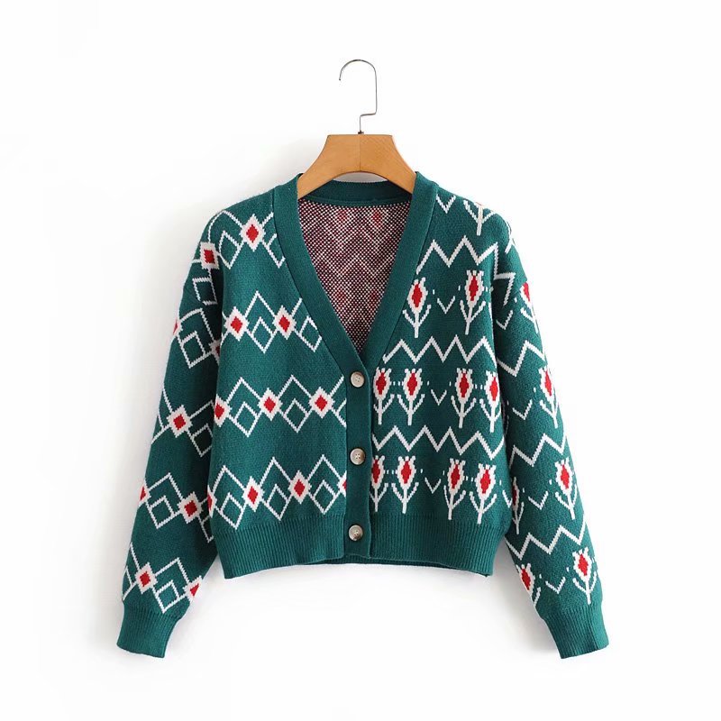 Vintage Loose-fitting Women's Cardigan Jacket With Extra Thickness