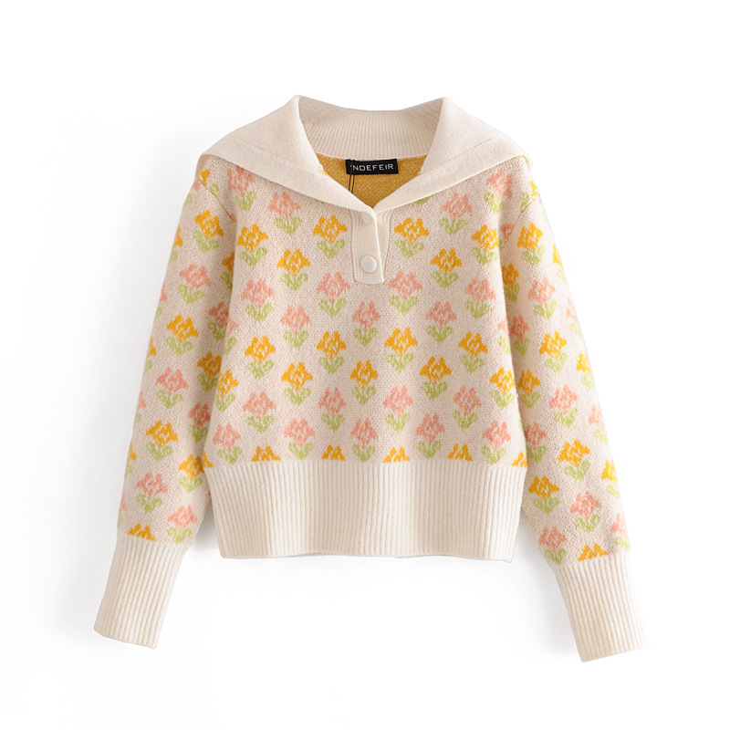 Women's printed knit cardigan top for autumn