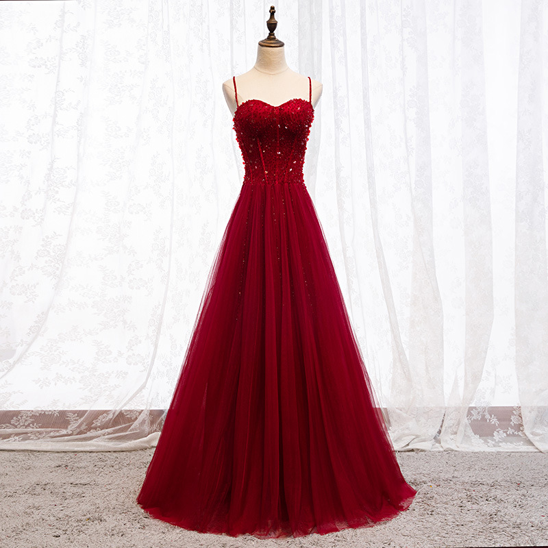 Spaghetti Strap Prom Dress,red Party Dress.charming Prom Dress,custom Made