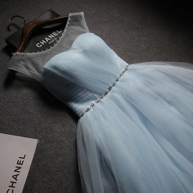 Custom Made,light Blue Party Dress,sleeveless Homecoming Dress,back Strap,girl's Party Dress