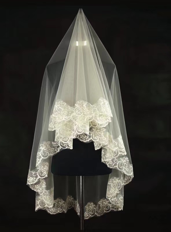 Champagne Veil 1.5 Meters, Spot Supply, Simple, Lace Bridal Veil