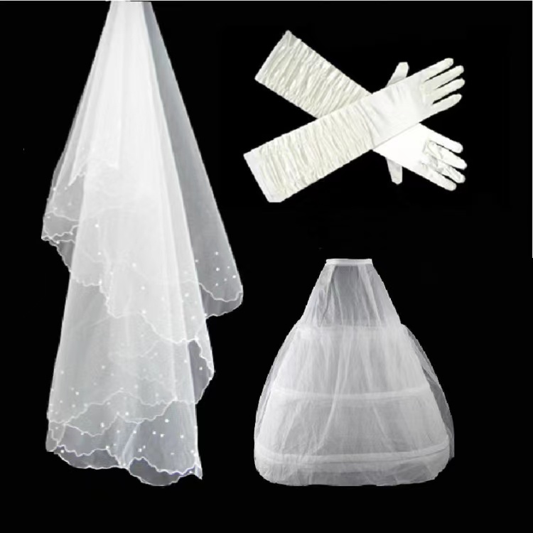 Wedding Accessories, White Gauze Hand Set Skirt, Wedding Three-piece Set, Manufacturers Direct