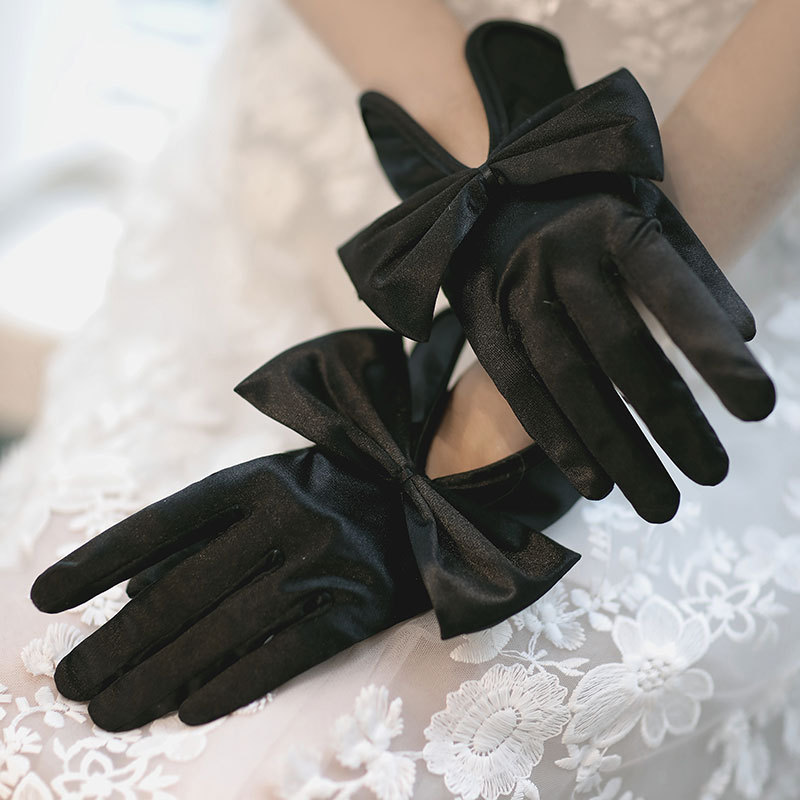 Bride Gloves, Lace Wedding Red And White Short Style, Finger Wedding Dress Golves