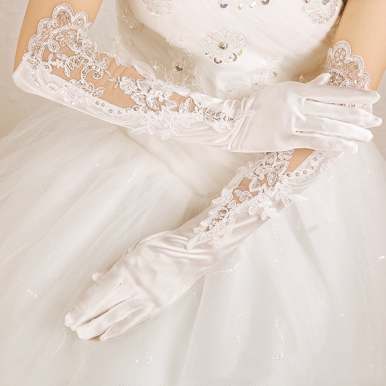 Long Lace Hollowed-out Wedding Gloves, Etiquette Gloves, Bride Gloves, Wholesale Manufacturers