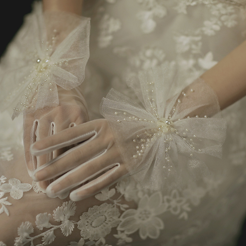 Wedding Gloves Wholesale, Bridal Dress Short Gloves, Photo Photography Pearl Decoration