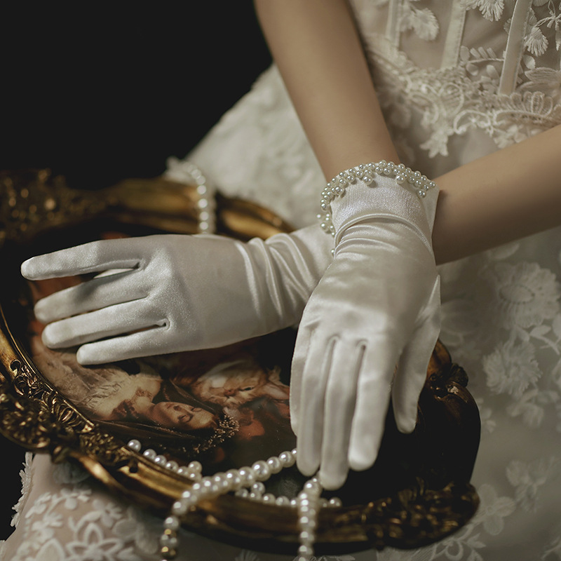Wedding Gloves Wholesale, Bridal Dress Short Gloves, Photo Photography Pearl Decoration