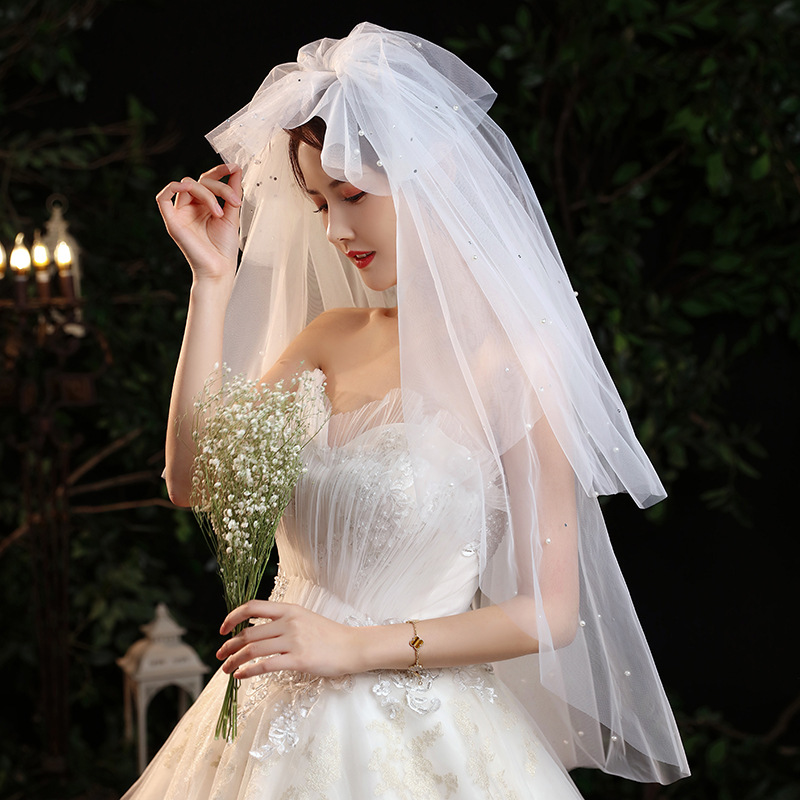 Bridal Veil, Pearl And Diamond, Multi-layer, Retro, Super Fairy Wedding Photography/travel Photography/modelling Fluffy, Handmade Custom