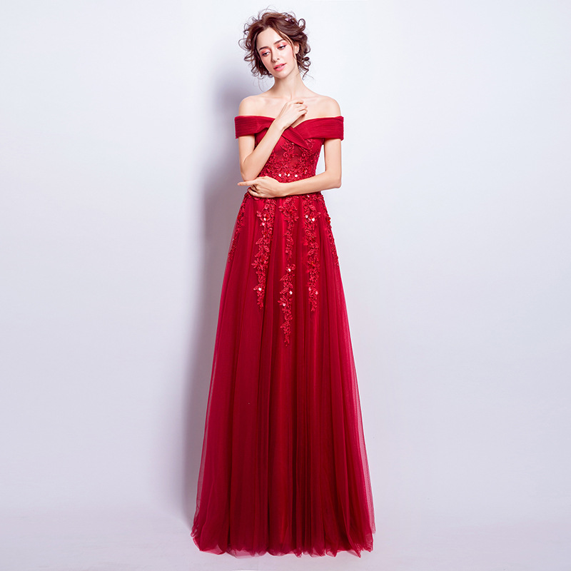 Atmosphere, Red Lace Wedding Dress, Off Shoulder Prom Dress,custom Made