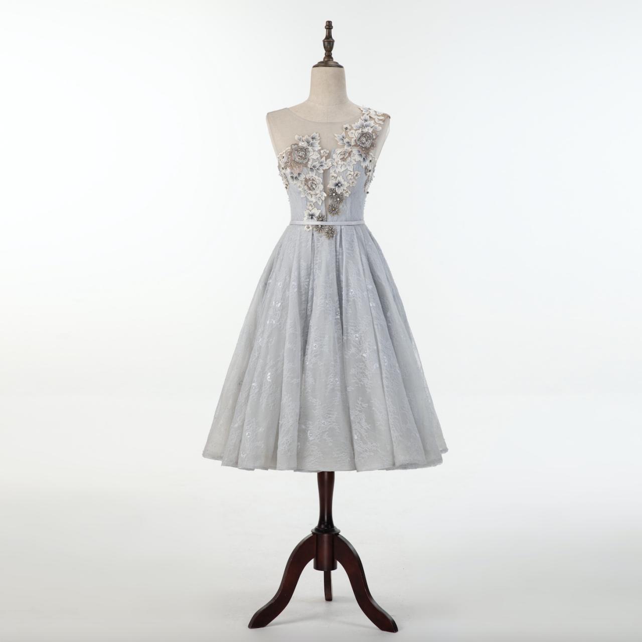 Sleeveless Homecoming Dress, Heavy Handmade Little Dress, Embroidered Flower Lace, Zipper Short Dress,custom Made