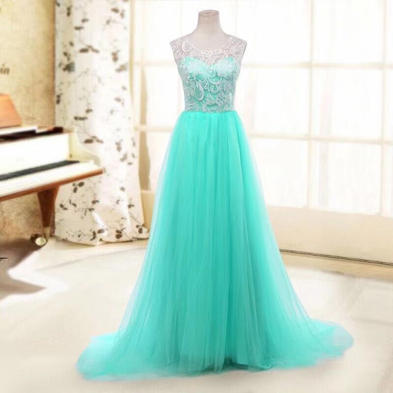 Sleeveless Prom Dress, Floor Length Party Dress,lace Bridal Dress,custom Made
