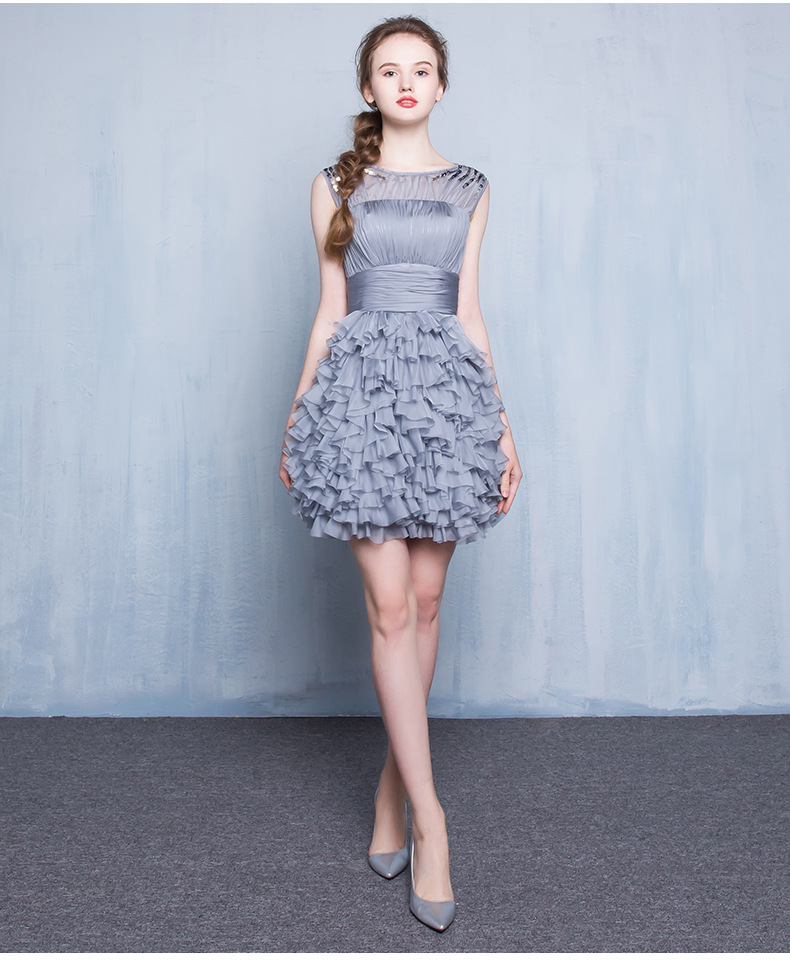 Sleeveless Prom Dress,grey Evening Dress, Unique Homcoming Dress, Fashion Party Dress,custom Made