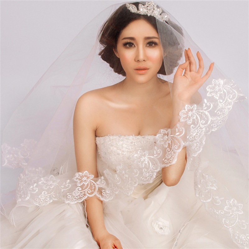 Bridal Veil, 1.5m Single Lace, Close Lace Wedding Dress Veil
