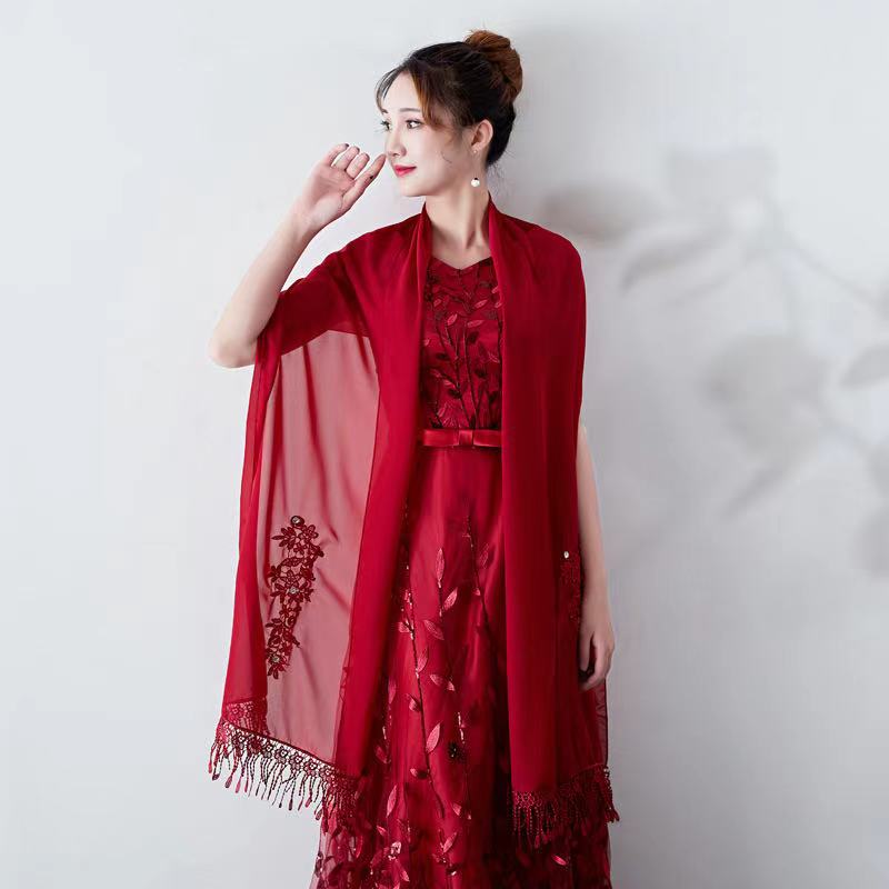 Wedding Dress Shawl, Wedding Etiquette Tulle Embroidered Shawl/shading, Multicolor Shawl