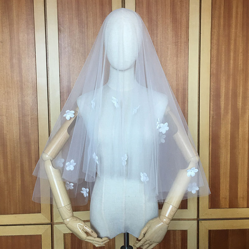 Fairy Wedding Veil, Bridal Soft Flower Short Style