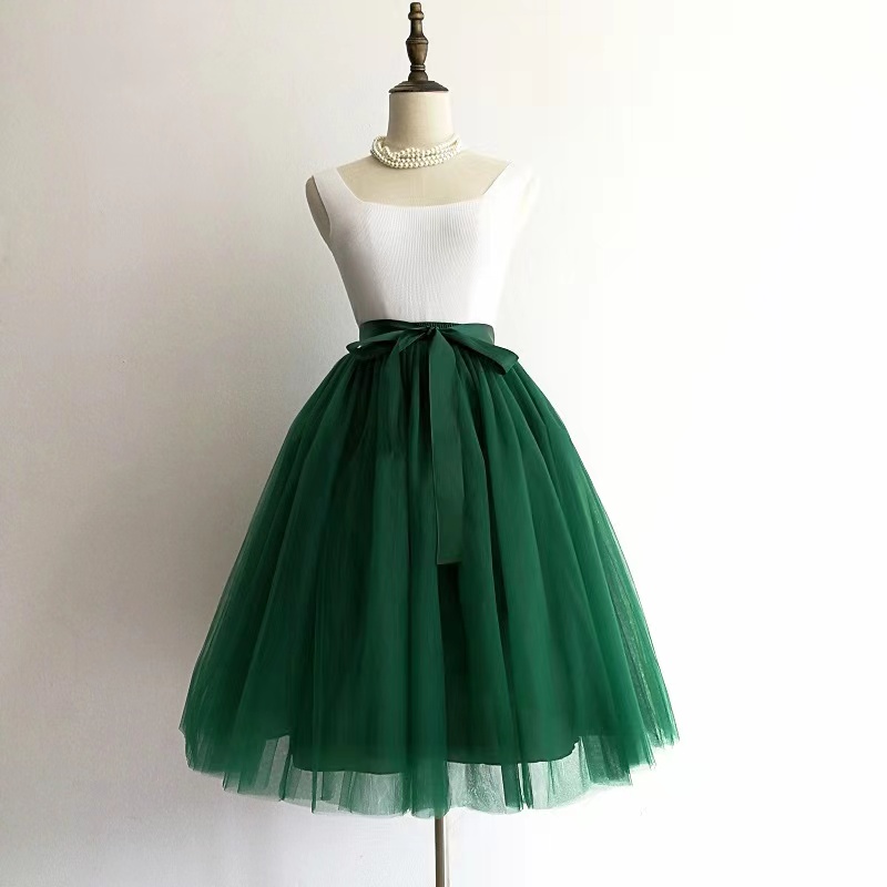 Tutu skirt, 5 layers of pleated skirt, net gauze adult skirt, spring and summer A-line skirt