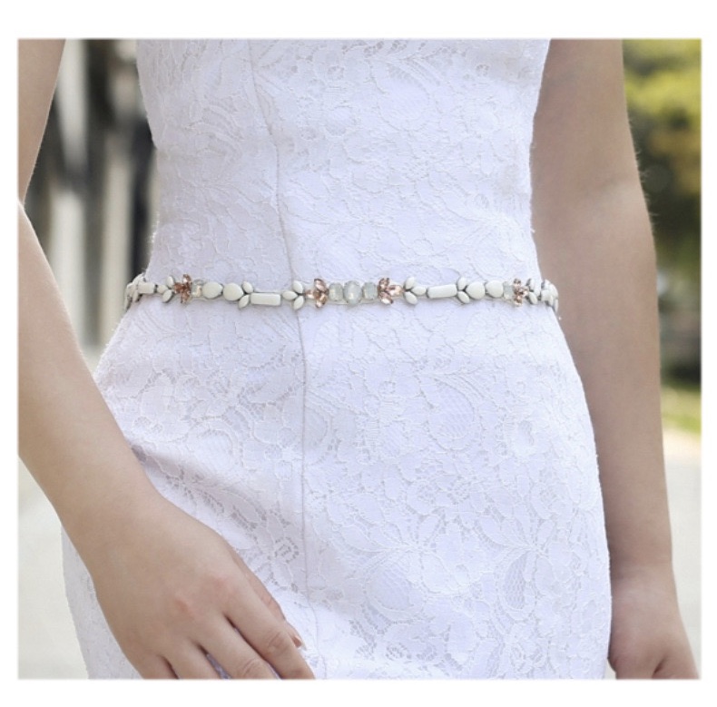 Protein Drill, White Oil Drop Drill, Wedding Dress Decoration Dress Belt, Pure Handmade Belt,s422