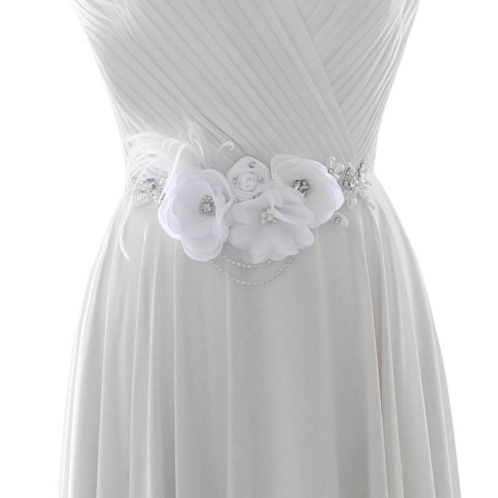 Bride Diamond Flower Fringe Belt, Diamond Inserted Korean Edition Sunmi Luxury Wedding Dress Wide Waisted Seal, S478