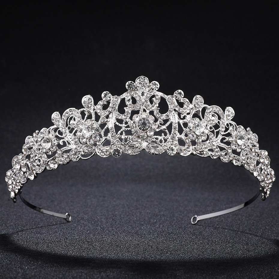 Vintage Bridal Tiara, Baroque Round Cake Tiara, Diamond Set Hair Band, Wedding Dress Hair Accessories