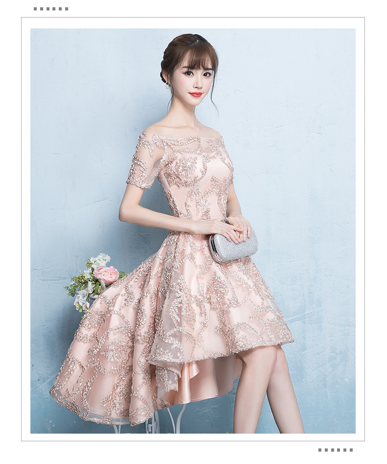 Bridesmaid Fairy Dress, Blushing Pink Party Dress, High Low Homcoming Dress,Custom made