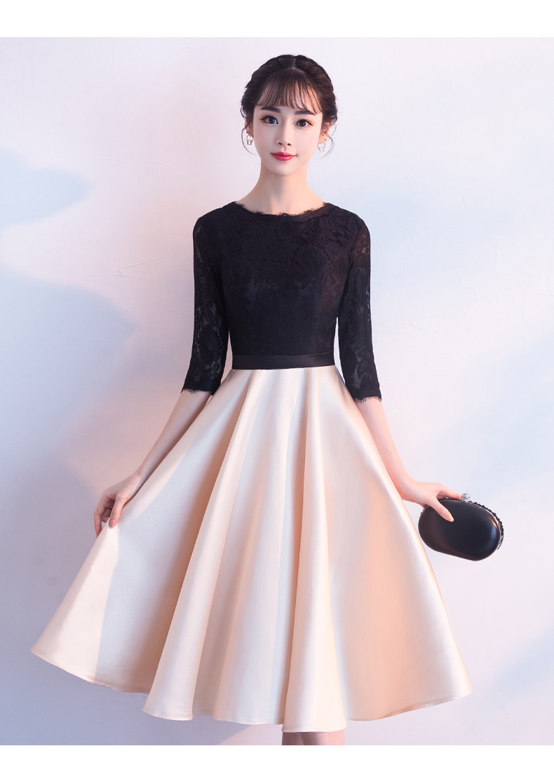 , Elegant Homecoming Dress, Mid -sleeve Dress, Lace And Satin Formal Dress,custom Made