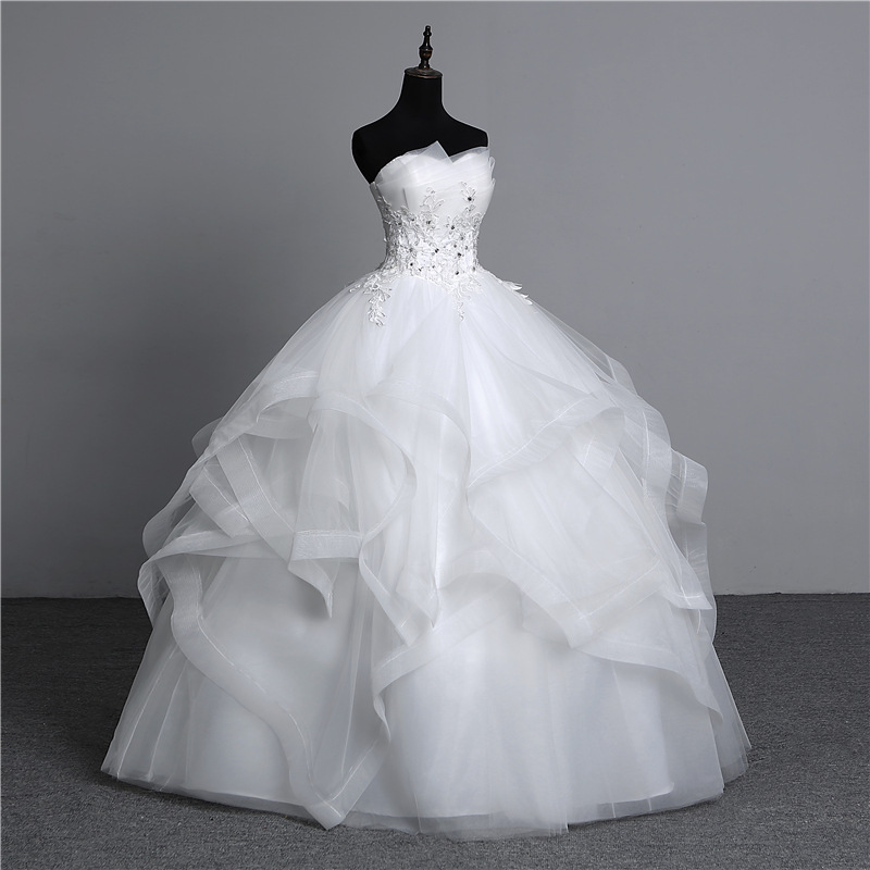 White Wedding Dresses Plus Size Strapless Bridal Ball Gown,custom Made