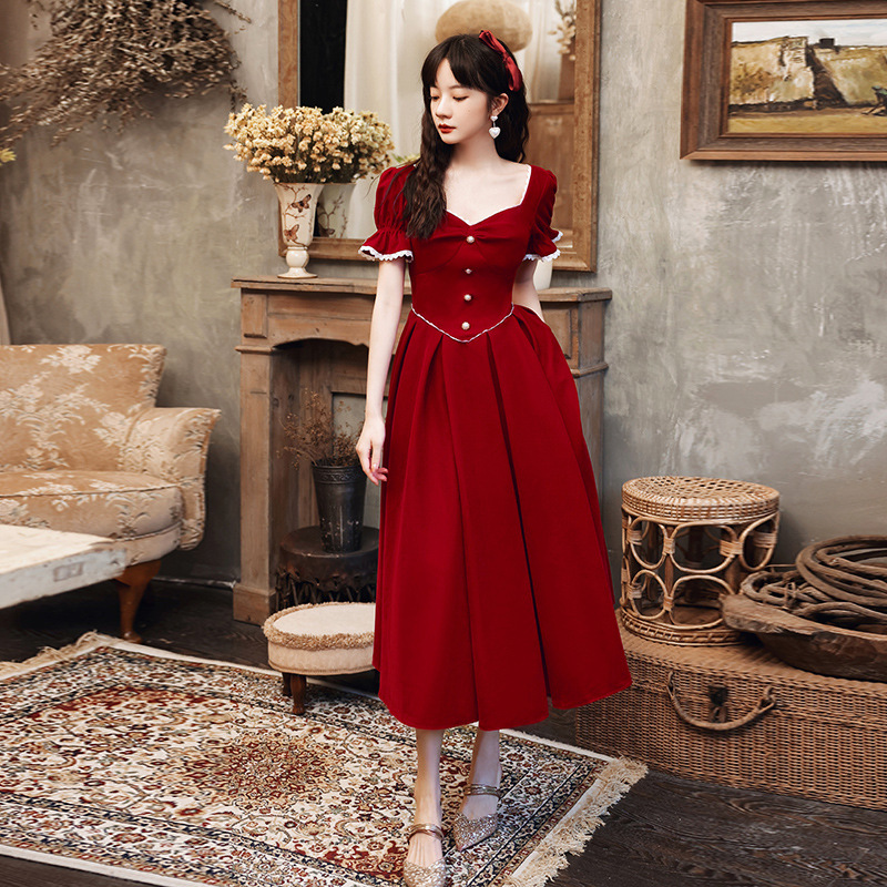 Cute Homecoming Dress .red Prom Dress,charming Midi Dress,custom Made