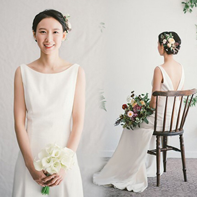 Sleeveless Wedding Dress Simple Bridal Dress,custom Made