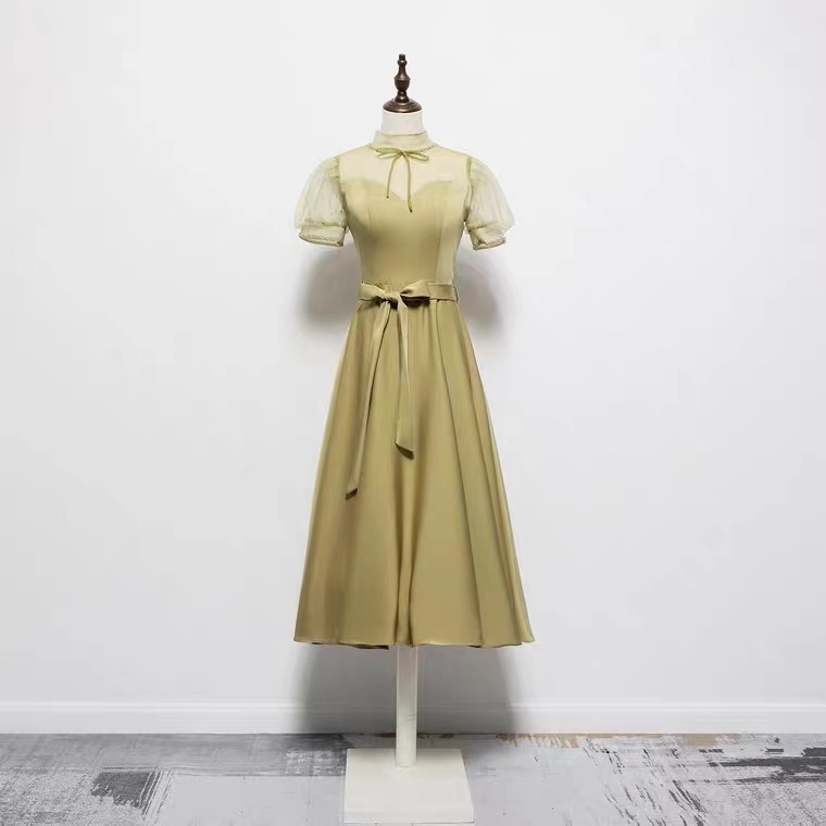 High Neck Prom Dress,olive Green Green Midi Dress,unique Party Dress,homecoming Dress,custom Made